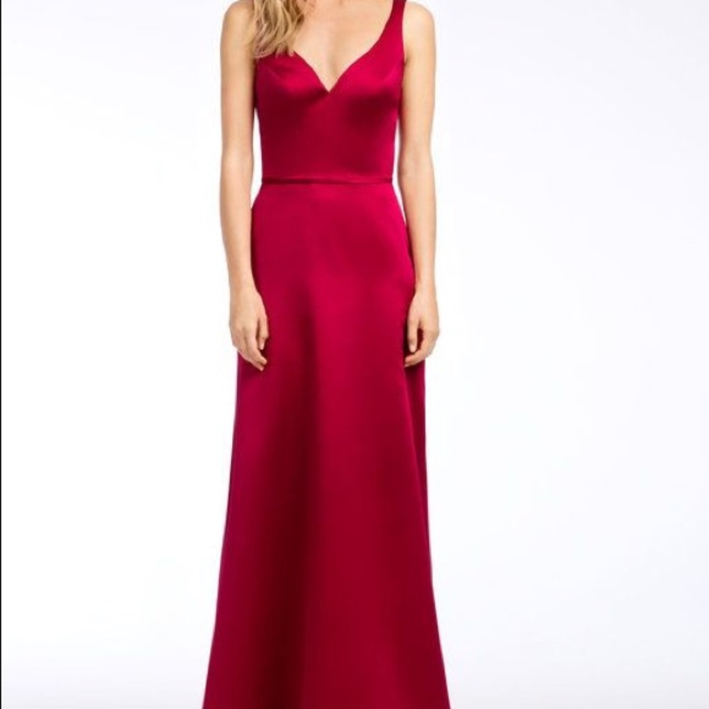 V-neck Burgundy Satin Ballgown